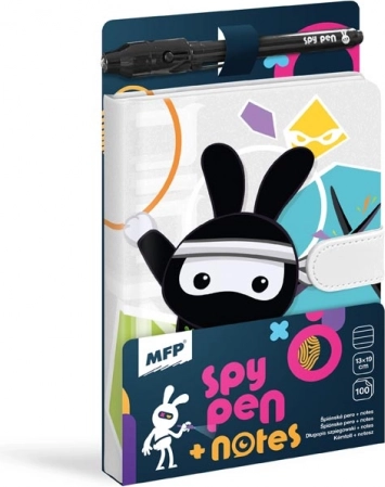Poznámkový blok s magnetom SPY NOTES - čierny ninja králik