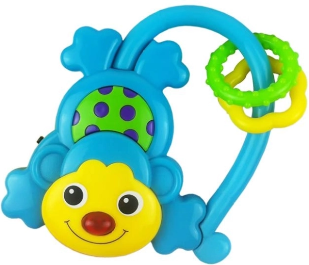 Detské hrkálka so zvukom Baby Mix opička – Modrá