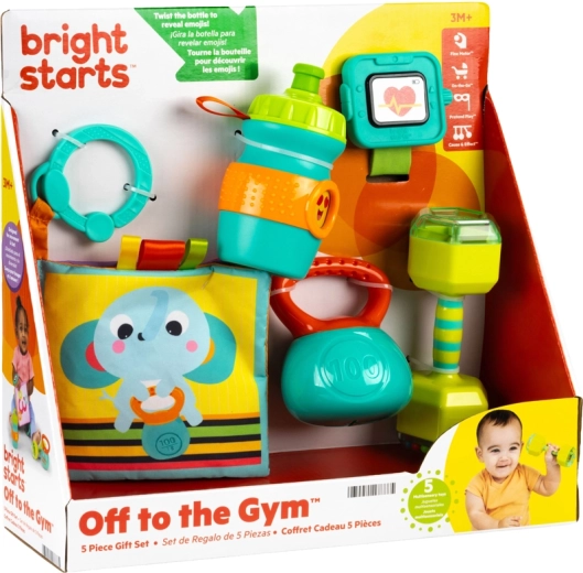 Bright Starts darčeková súprava hračiek na rozvoj koordinácie a zmyslov Off to the Gym – 5 ks