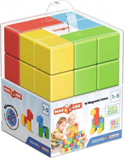 Magnetické stavebné kocky MAGICUBE 16 ks – recyklovaný plast
