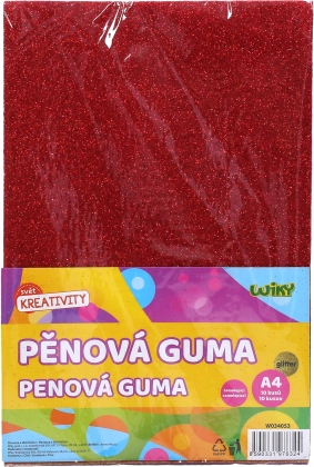 Penová guma A4 20x30 cm s trblietkami, samolepiaca 10 ks