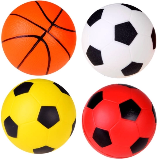 Sada penových loptičiek 4 ks 10 cm – futbal a basketbal