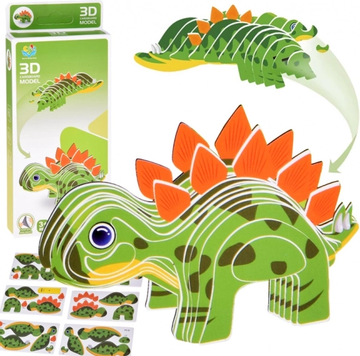 Puzzle 3D kartónový model – dinosaurus stegosaurus DIY