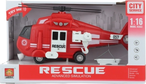 Hasičská helikoptéra na batérie so svetlom a zvukom