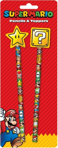 Školská sada ceruziek s gumou a topperom Super Mario