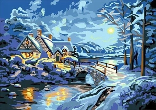 Norimpex diamantové maľovanie Zimná noc nad potokom 30 × 40 cm