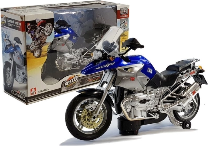 Motocykel na batérie so svetlami a hudbou – modrý
