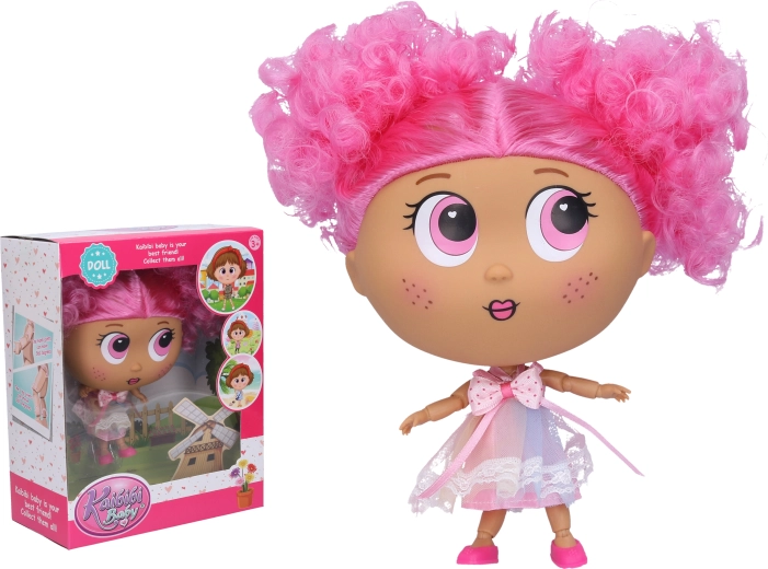 Bábika s veľkými očami v slávnostných šatách 18 cm v krabičke - 1 kus