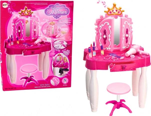 Detská toaletka s kúzelnou paličkou a MP3, ružová