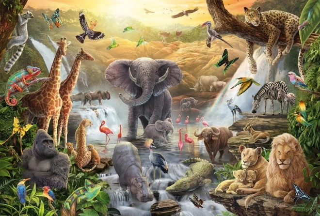 Puzzle Zvieratá v Afrike 60 dielikov
