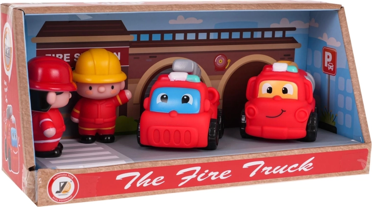 Sada hasičov s vozidlami pre deti