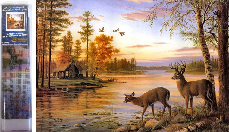 Norimpex diamantové maľovanie jelene pri jazere 30 × 40 cm
