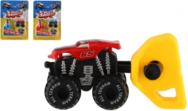 Mini vystreľovacie autíčko monster truck, plast, 4 cm, 3 farby