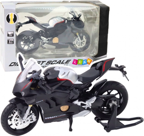 Kovový športový motocykel 1:12 s osvetlením a zvukmi – čierny V4