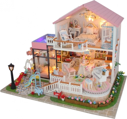miniatúra domčeka roztomilá vila s LED osvetlením