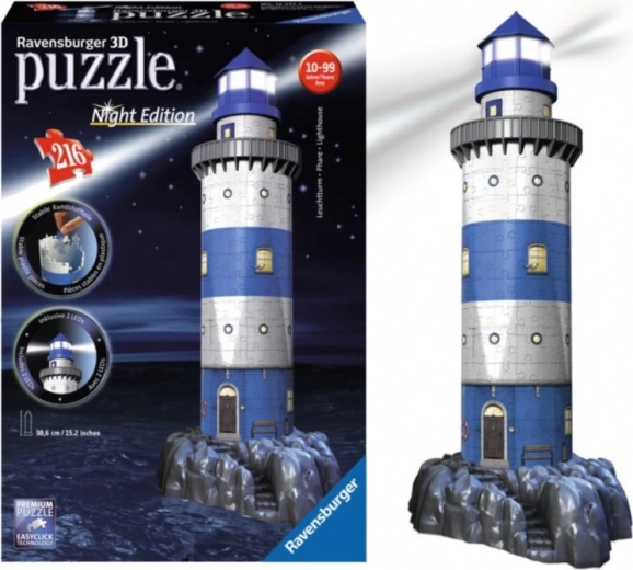 Ravensburger svietiace 3D puzzle maják nočné edícia 216 dielikov
