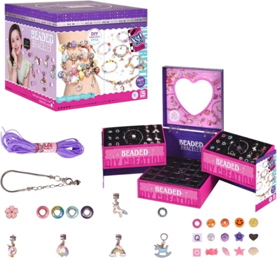 Sada na výrobu šperkov v šperkovnici so zrkadielkom