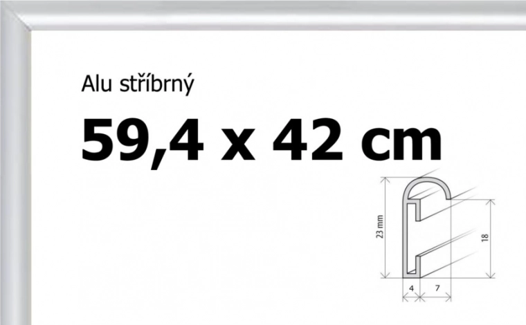 Hliníkový rám na puzzle a plagáty A2 59,4 × 42 cm – strieborný