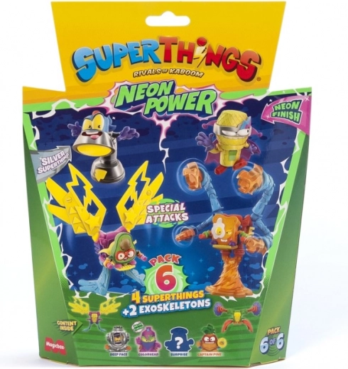 SuperThings Neon Power zberateľský balíček 6 figúrok s exoskeletonmi