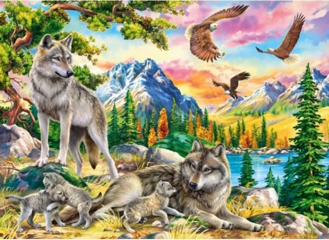 Puzzle Rodina vlkov a orly 300 dielikov CASTORLAND