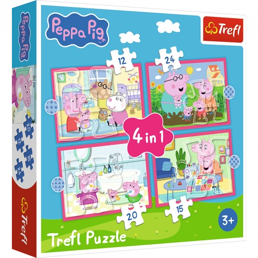 Puzzle 4 v 1 Peppa má rada dobrodružstvá