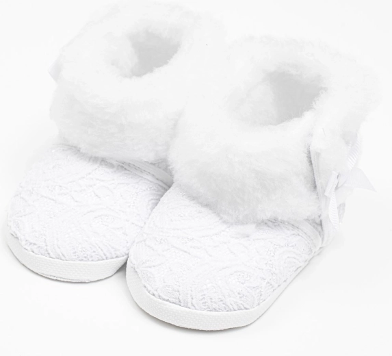 Dojčenské zimné čipkované kozačky New Baby, biele, 0–3 mesiace