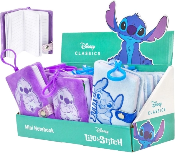 Mini zápisník DISNEY Lilo & Stitch s plyšovým povrchom a príveskom