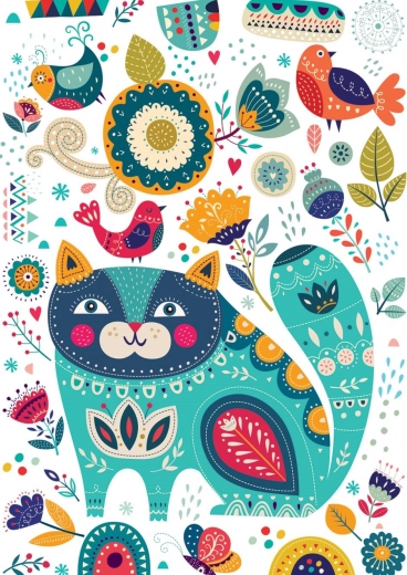 Puzzle mačka a vtáčiky 1000 dielikov