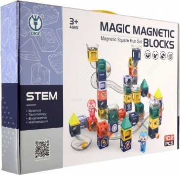 Magnetická guľôčková dráha s figúrkami, stavebnica 102 dielov