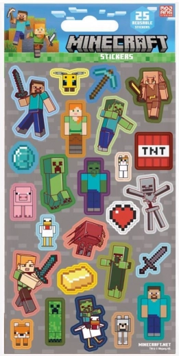 samolepky Minecraft sivé, 25 ks