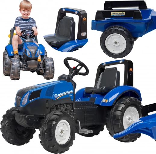 Šliapací traktor NEW HOLLAND s prívesom pre deti od 3 rokov