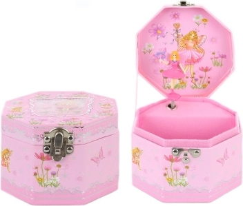 Ružová hudobná šperkovnica s baletkou a zrkadielkom