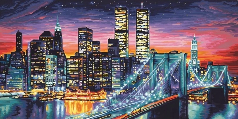 Diamantové maľovanie Nočný New York 30 × 40 cm