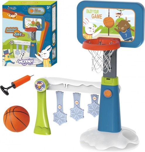 Woopie sada 2v1 basketbal a futbalová bránka + lopta + pumpa