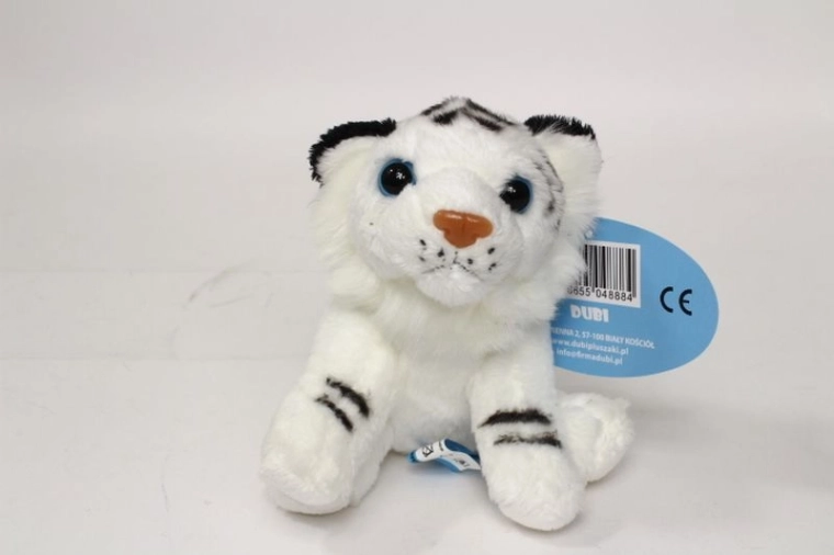 Sediaci biely tiger plyšový 14 cm