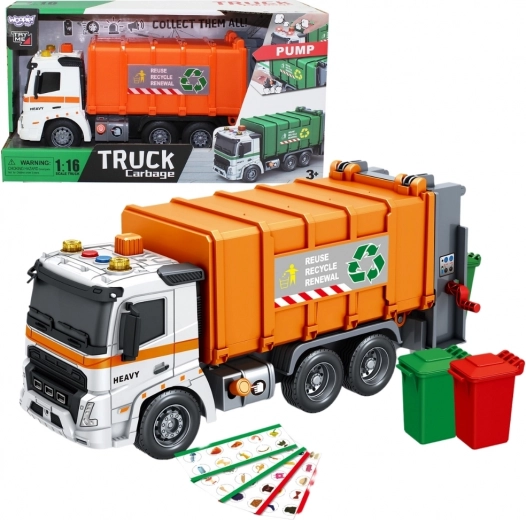 Interaktívne smetiarske auto Woopie s efektmi zvuku a svetla v mierke 1:16