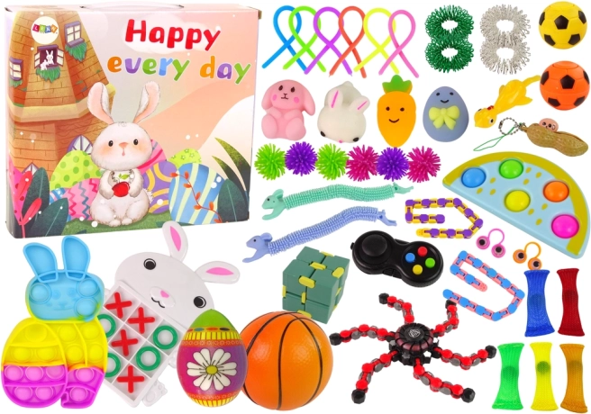 Veľkonočná sada fidget hračiek Pop It a squishy antistresové – 42 kusov