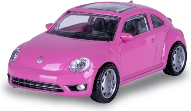 Kovový model Volkswagen Beetle ružový v mierke 1:43
