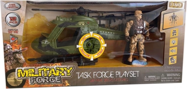 Sada vojenskej helikoptéry a figúrky vojaka
