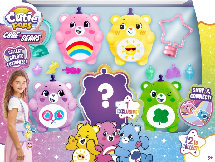 Cutie Pops – prívesok na batoh Care Bears deluxe sada s prekvapením (5 ks)