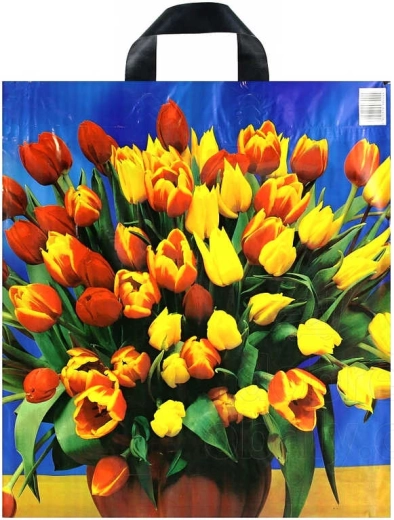 Potlačená igelitová nákupná taška s páskovým uchom 43 × 48 cm - 1 kus