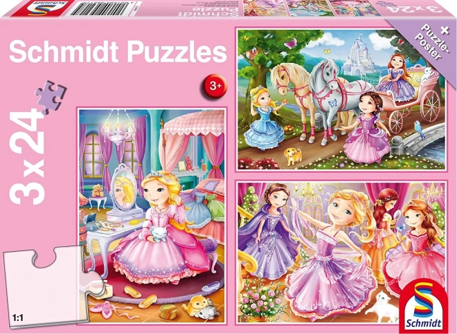 Puzzle rozprávkové princezné 3×24 dielikov SCHMIDT