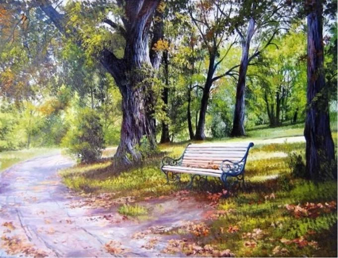 Norimpex Maľovanie podľa čísel Lavička v parku 40 × 50 cm