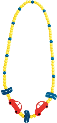 Drevený náhrdelník s autíčkami 23 cm (6 ks)