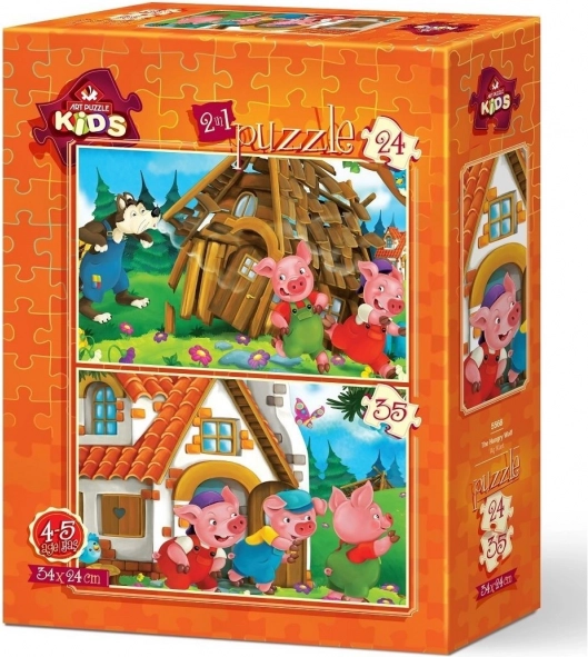 ART PUZZLE tri prasiatka – sada 2 puzzle (24 a 35 dielikov), 34 × 24 cm