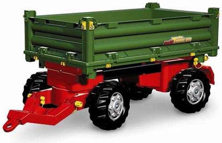 Zelený dvojnápravový vyklápací príves pre šliapacie traktory Rolly Toys