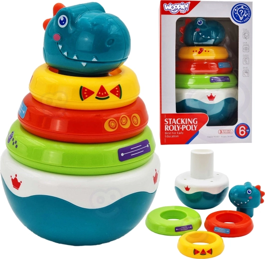 Woopie Detská senzorická hračka Dino hromada pre dojčatá