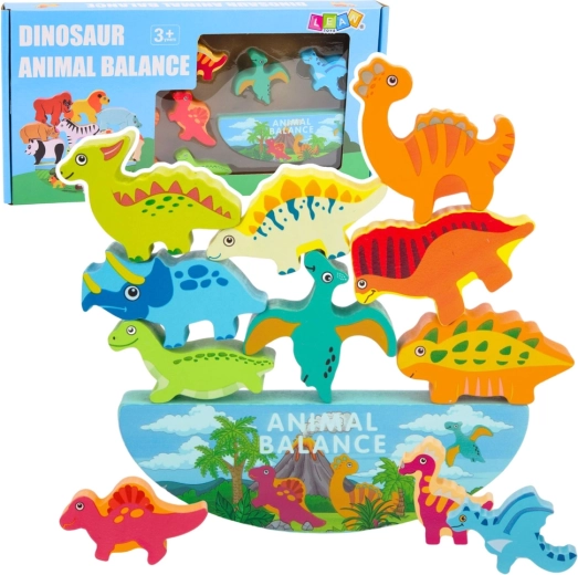 Drevená balančná hra dinosaury Montessori 12 dielov