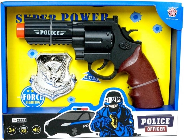 Policajná pištoľ s odznakom PLEJO