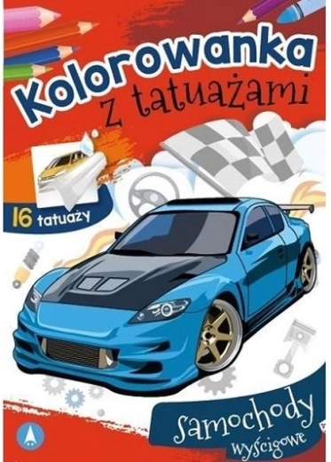 MOTOtattoo – omaľovánky so zmývateľnými tetovaniami Pretekárske autá